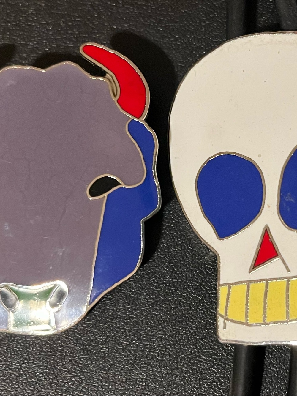 Vintage ARTWEAR Enamel Pin Bolla Tie Chicago Bull Skeleton Handcrafted